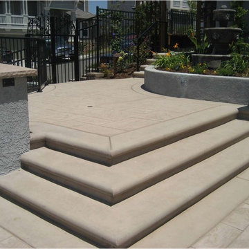 Stamped Concrete patio with bullnose steps