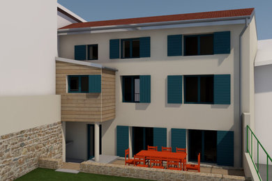 Imagen de diseño residencial campestre de tamaño medio