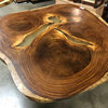 Natural / Live Edge Wood Slab Table, XL Round, Cross Cut, Steel Pedestal Base