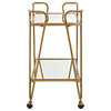Pemberly Row Mid-Century Mirrored Bar Cart in Gold