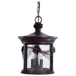 Minka Great Outdoors - Abbey Lane 3-Light Outdoor Chain Hung Lantern, Iron Oxide, Seedy Glass - Canopy Included: True