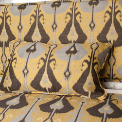 Ikat Settee in gray, black, and gold - Products
