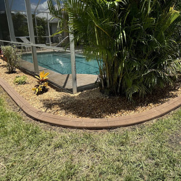 Tan River Rock & Concrete Curbing