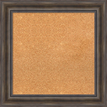 Framed Cork Board, Rustic Pine Wood, Outer Size 25x25