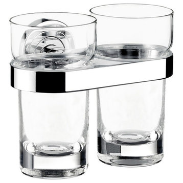 Polo 0725.001.00 Wall Mounted Double Tumbler in Clear Crystal Glass