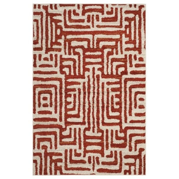 Safavieh Amsterdam Collection AMS106 Rug, Ivory/Terracotta, 5'1"x7'6"