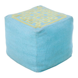 Blue and Yellow Square Pouf - Floor Pillows And Poufs
