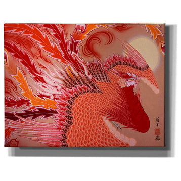 Epic Graffiti 'Red Peacock' by Zigen Tanabe, Giclee Canvas Wall Art, 34"x26"