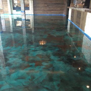 Turquoise & Coffee Metallic Epoxy Floor