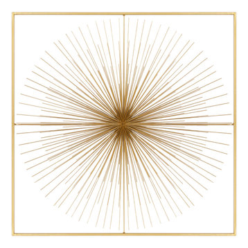 Gold Square Metal Wall D???cor With Starburst Center, 36" x 36"