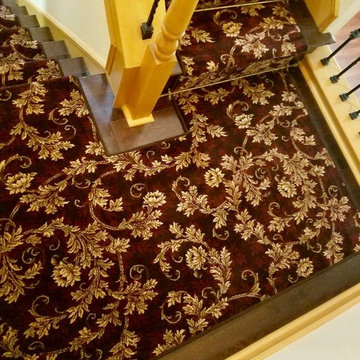 Floral Stairway Carpet Installation