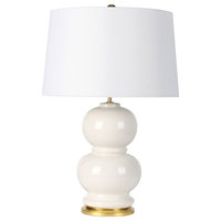 Urban Designs Vivian 28" Ceramic Round Table Lamp, Ivory