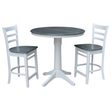 International Concepts 36" Solid Wood Extension Dining Table With 2 Stools