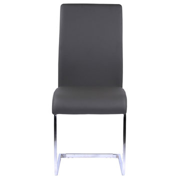 Amanda Contemporary Chrome Side Chairs, Set of 2 Gray