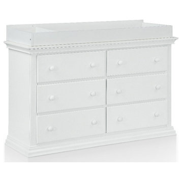 Suite Bebe Celeste 6-Drawer Modern Wood Double Dresser in White Finish