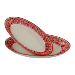 Le Souk Ceramique - Large Stoneware Oval Platters, Set of 2 Nejma Design - Serving Dishes And Platters