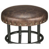 Furniture of America Casta Rustic Faux Leather Nailhead Bar Stool in Bronze