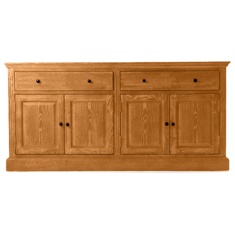 70" Traditional Oak Sideboard Buffet, Medium Oak
