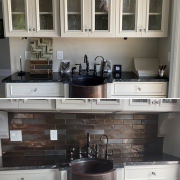 Before & After Kitchen Backsplash - Tile and Installation by Exact Tile Inc