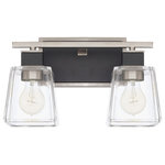 Capital Lighting - Tux 2 Light Vanity, Black Tie - The Tux vanity light offers a play in contrast with a two-tone Black Tie finish. Clear trapezoid glass shades tie the look together  complementing both the Brushed Nickel and the Matte Black elements in this bath light.&nbsp