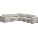 Meridian Furniture - Beckham Linen Textured Fabric 5-Piece Modular L-Shaped Sectional, Beige - Liven up your living space with this Beckham beige durable linen polyester fabric sectional. Its beige color complements any contemporary home decor, while its durable linen and polyester fabric upholstery provides you with a soft and comfortable place to sit. This sectional is modular, so you can create infinite configurations, which are easily attached using the attachment latch underneath. Its linen, wood, and foam construction guarantees stability for years to come.