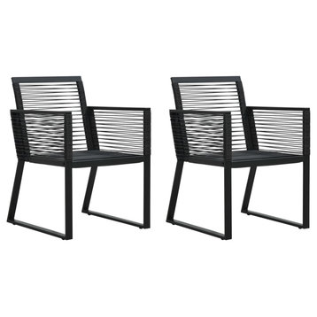 vidaXL 2x Patio Chair Black PVC Rattan Outdoor Garden Seating Lounge Chairs