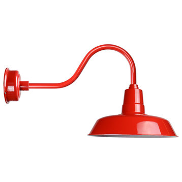 14" Vintage LED Sconce Light With Contemporary Arm, Red