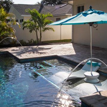 Modern Pool with Advanced LED Lighting and Water Features