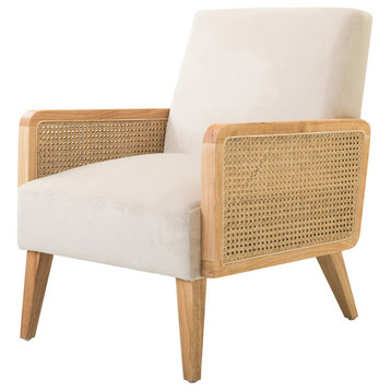 Delphine Cane Accent Chair, Rattan Armchair, Beige