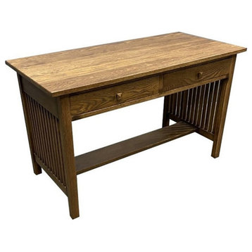 Crafters and Weavers Arts and Crafts 50" Wood Writing Desk in Walnut