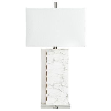 Enzo 3-Way Resin Table Lamp with White Linen Shade