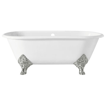 Cheviot Products Carlton Cast Iron Bathtub With Continuous Rolled Rim, Chrome