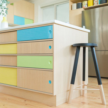 Retro Inspired kitchen with pops of colour