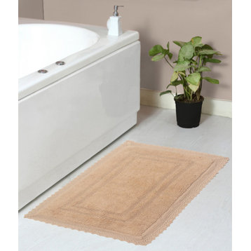 Opulent Reversible 100% Cotton Bath Rug Set, 21x34 Rectangle, Linen