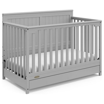 Graco Hadley 4 in 1 Wood Convertible Crib with Drawer in Pebble Gray