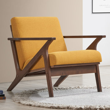 Omax Decor Zola Lounge Chair, Mustard/Walnut