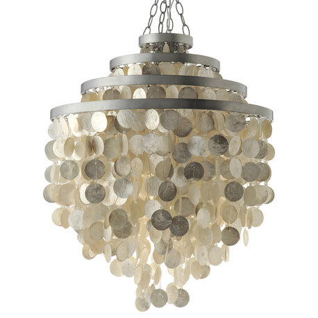 Round Chandelier With Capiz Shells, Champagne