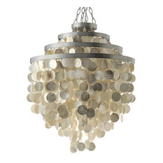 Round Chandelier With Capiz Shells, Champagne