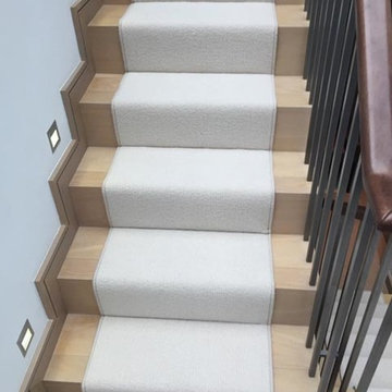 Installing White Carpet to Stairs as a Runner