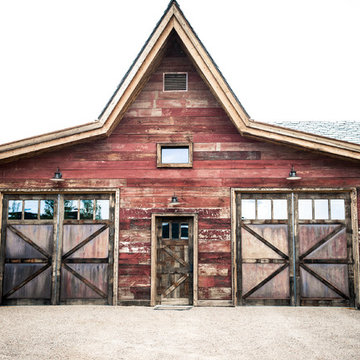 Dutch Style Barn Garage with Faded Red Barn Wood