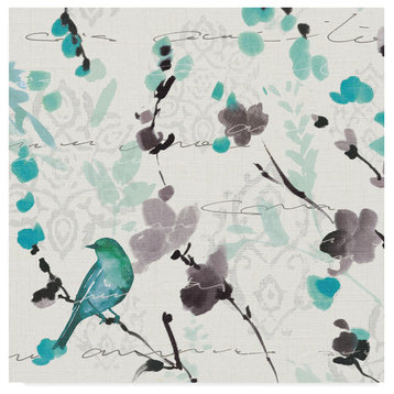 Pela 'Flowing III Teal And Gray' Canvas Art, 18"x18"