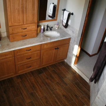 Spacious Master Bath with Sliding Barn Door in Troy