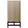 32" Tall Wood 2-door Accent Cabinet with Rattan Door , Natural