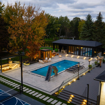 Backyard Pool, Sport Court, Putting Green, Cabana and Deck Project