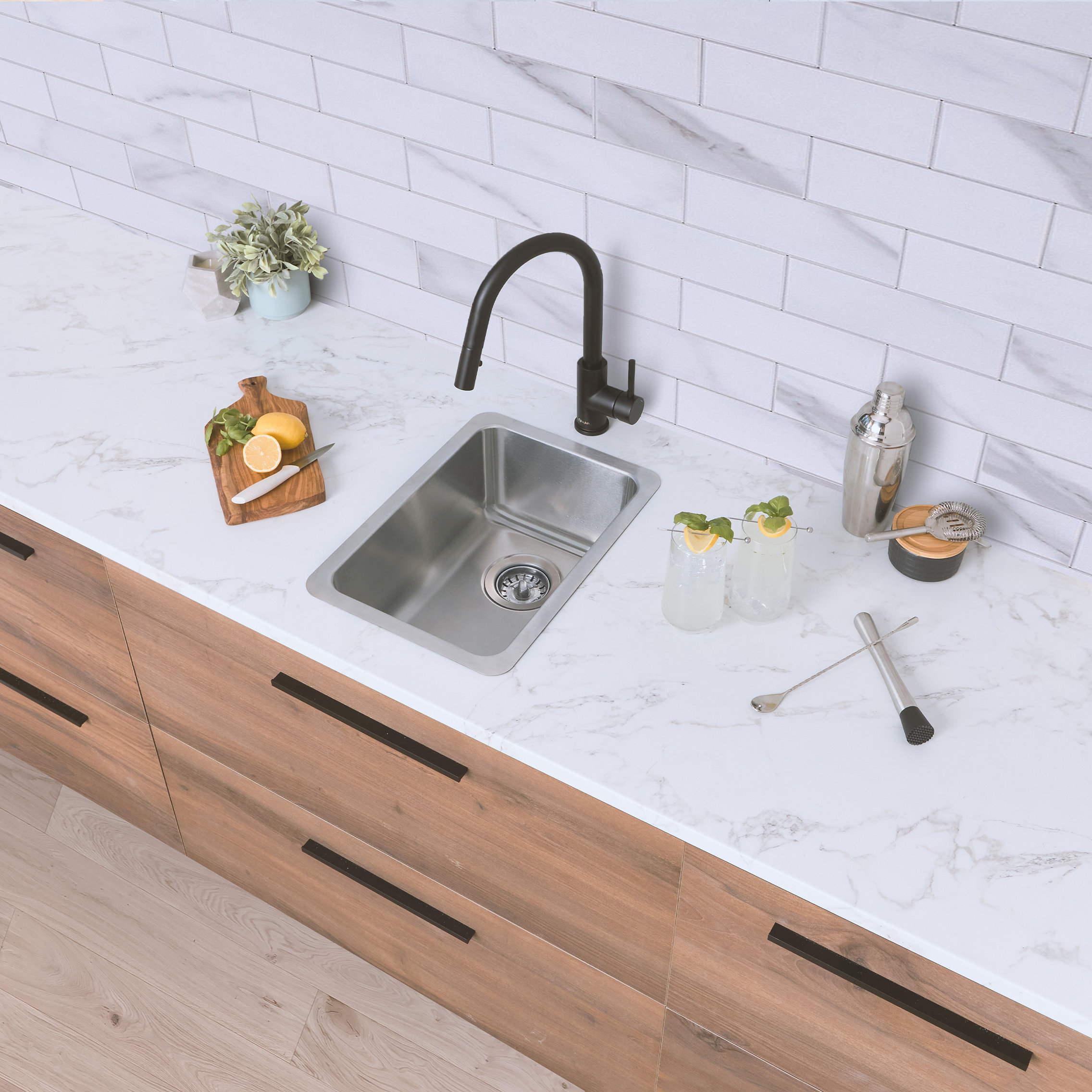 STYLISH 12 inch Single Bowl Undermount and Drop-in Stainless Steel Kitchen Sink