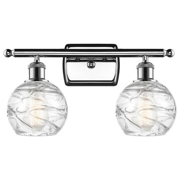 Small Deco Swirl 2-Light Bath Vanity-Light, Polished Chrome, Clear