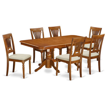 7-Piece Dining Room Set, Table and 6 Chairs, Saddle Brown
