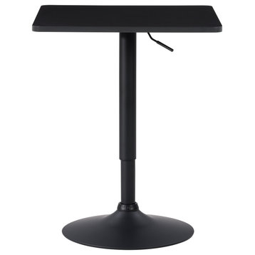 CorLiving Adjustable Height Square Bar Table with Swivel, Black and Black