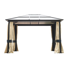 8 X 12 Aluminum Gazebos Canopies Houzz Outsunny 12 X10 Outdoor Patio Gazebo Canopy With Mesh And Curtains
