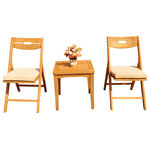 Teak Deals - 3-Piece Outdoor Teak Dining Set: 20.75" Square Table, 2 Surf Folding Arm Chairs - Set includes: Square Table and 2 Folding Arm Chairs